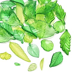 (52) Непрозрачная лаванда Прозрачные акриловые подвески, лист, разноцветные, 10~54.5x5~28.5x3~7 мм, отверстие : 1.2~1.6 мм, 50 шт / пакет