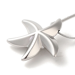 Нержавеющая Сталь Цвет Некорродирующее вакуумное покрытие 304 ожерелья из нержавеющей стали в виде змеиной цепи, морские звезды кулон ожерелья, цвет нержавеющей стали, 16.42 дюйм (41.7 см)