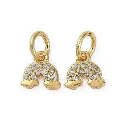 Настоящее золото 18K Латунные микро проложить кубического циркония подвески, радужные прелести, с целью перехода в кольце, долговечный, без кадмия и без свинца, стойки покрытие, реальный 18 k позолоченный, 7x7x1.5 мм, отверстие : 3 мм