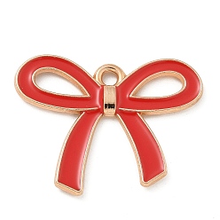 Красный Подвески из эмали и сплава, золотой свет, без кадмия и без свинца, очарование бантом, красные, 19.5x25x2 мм, отверстие : 1.6 мм