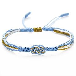 Светло-Голубой Регулируемые браслеты из полиэстера с китайским плетением из бисера для женщин и мужчин, Небесно-голубой, 6-1/4~10-1/4 дюйм (16~26 см)