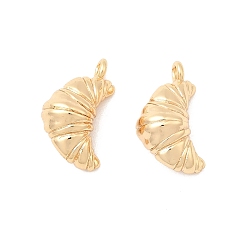Настоящее золото 18K Латунные подвески, круассановые прелести, реальный 18 k позолоченный, 14.5x9x6.5 мм, отверстие : 1.5 мм