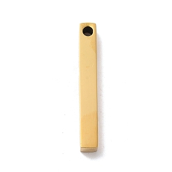 Golden PVD Vacuum Plating 201 Stainless Steel Pendants, Cuboid Charms, Golden, 40x5.5x5.5mm, Hole: 3mm