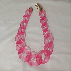 Ярко-Розовый Женские ожерелья из матового акрила с массивной витой цепочкой, с металлическими застежками, золотые, ярко-розовый, 19.69 дюйм (50 см)