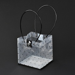 Polka Dot Transparente PVC-Geschenktüte mit Griff, Blumenverpackungsbeutel, recycelte Taschen, für den Valentinstag, Hochzeit, Geburtstag, Babydusche, Tupfen, 35.5x16 cm