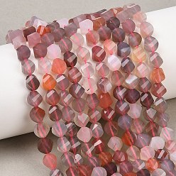 (946FM) Цитрин матовый с зеленой подкладкой Нити из натуральных розовых бусин ботсванского агата, граненые, твист, 6~6.5x5x5 мм, отверстие : 1 мм, около 58~61 шт / нитка, 14.17''~14.69'' (36~37.3 см)