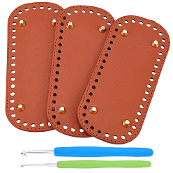 Сиена 3 шт. овальное дно для сумки из искусственной кожи своими руками, 2шт. 2 стили алюминиевые крючки для вязания крючки, цвет охры, 180x80 мм