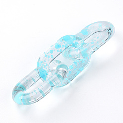 Sky Blue Transparent Acrylic Linking Rings, Quick Link Connectors, for Cable Chains Making, Oval, Sky Blue, 31x19.5x5mm, Inner Diameter: 8x20mm