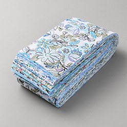 Небесно-голубой 40 шт. 20 стили хлопчатобумажной ткани с цветочным узором для квилтинга и шитья, голубой, 500x65x0.2 мм, 2 шт / стиль