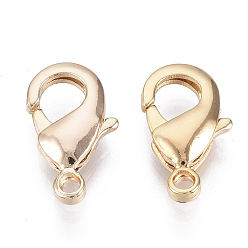 Настоящее золото 18K Карабин-лобстеры, латунные, без никеля , реальный 18 k позолоченный, 15x9x3.5 мм, отверстие : 1.6 мм
