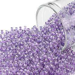 (936) Inside Color Dark Lilac Lined Toho runde Rocailles, japanische Rocailles, (936) Innenfarbe dunkel lila gefüttert, 11/0, 2.2 mm, Bohrung: 0.8 mm, über 1110pcs / Flasche, 10 g / Flasche