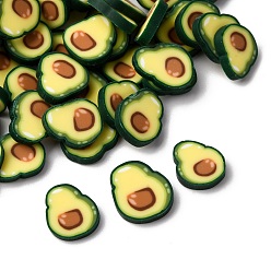 Avocado Ручной полимерной глины кабошонов, тема фруктов, зелёные, авокадо, 10~12x9~10x2 мм