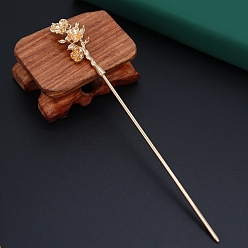 Light Gold Alloy Hair Stick Findings, Flower, Light Gold, 180x130mm