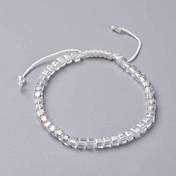 Прозрачный АВ Браслеты из бисера, с нейлоновой нити корда, кубические, ясно AB, 2-1/8 дюйм 3-1/8 дюйм (5.5~8 см)