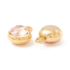 PeachPuff Ion Plating(IP) 304 Stainless Steel with K9 Glass, Real 18K Gold Plated, PeachPuff, 13.5x10x6.5mm, Hole: 2.5mm