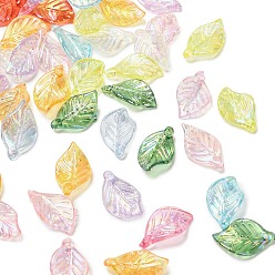 (52) Непрозрачная лаванда Прозрачные акриловые подвески, с покрытием AB цвета, лист прелести, разноцветные, 17.5~18x10.5~11x3 мм, отверстие : 1.4 мм, Около 2380 шт / 500 г