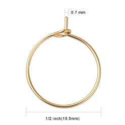 Real 18K Gold Plated 316 Surgical Stainless Steel Wine Glass Charms Rings, Hoop Earring Findings, DIY Material for Basketball Wives Hoop Earrings, Real 18k Gold Plated, 15x0.7mm, 21 Gauge