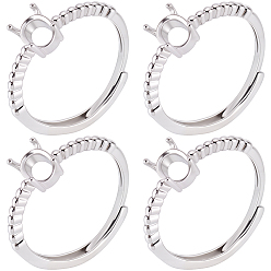 Платина 4шт. латунные регулируемые кольца для настройки, настройки зубчатого кольца, овальные, платина, лоток : 7x5 мм, 6.5 мм, внутренний диаметр: 18 мм