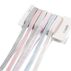 (52) Непрозрачная лаванда Наборы полосатых лент из полиэстера и поликоттона, для изготовления бантов, Подарочная упаковка, разноцветные, 3/8 дюйм (10 мм), 6 стили, около 5 ярдов / стиль, 30 ярдов / набор