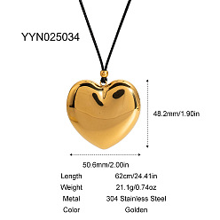 Настоящее золото 18K Милый дизайн 304 Подвеска в виде сердца из нержавеющей стали, реальный 18 k позолоченный, 24.41 дюйм (62 см)