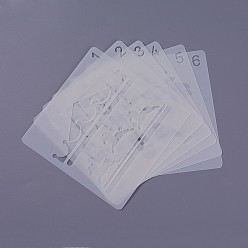 White Kids Cartoon Plastic Hollow Drawing Stencil, Reusable Drawing Template For Kids DIY Scrapbooking, School Projects, White, 13x13x0.03cm, about 6pcs/set
