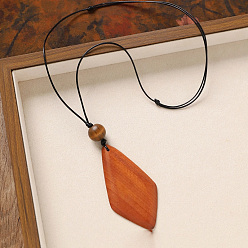 Kite Деревянная подвеска, черный вощеный шнур, длинные цепочки для женщин, воздушный змей, 31.50 дюйм (80 см), Кулон : 110x45 мм