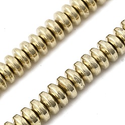 Настоящее золото 18K Гальванические нити из синтетических немагнитных гематитовых бусин, диск, реальный 18 k позолоченный, 6.5x2.5 мм, отверстие : 0.9 мм, около 157 шт / нитка, 15.51'' (39.4 см)