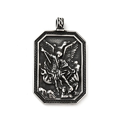 Antik Silber Farbe 304 Edelstahl große Anhänger, Erzengel Michael Medaillon, Antik Silber Farbe, 51x31x6.5 mm, Bohrung: 4 mm