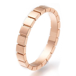 Розовое Золото 304 палец кольца из нержавеющей стали, квадратный, розовое золото , размер США 7, внутренний диаметр: 17 мм