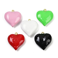 (52) Непрозрачная лаванда Латунь эмаль подвески, реальный 18 k позолоченный, шарма сердца, разноцветные, 23.5x22.5x8.5 мм, отверстие : 1.2 мм