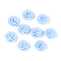 Светло-Голубой Непрозрачная смола декодирует кабошоны, цветок, Небесно-голубой, 9~10x4~5 мм
