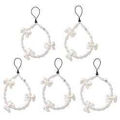 Белый Ремешки для мобильных телефонов из акрила и АБС-пластика с имитацией жемчуга, бантом, белые, 210 мм