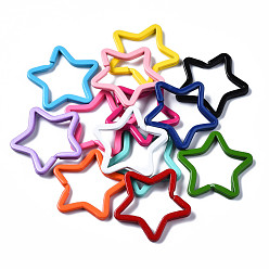 (52) Непрозрачная лаванда Застежки-карабины для брелоков из окрашенного железа, звезда, разноцветные, 33.5x35x3 мм, внутренний диаметр: 22.5x27 мм