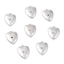 (52) Непрозрачная лаванда Латунные микро проложить кубического циркония прелести, долговечный, Сердце звездочкой, разноцветные, 13x10x2 мм, отверстие : 1 мм