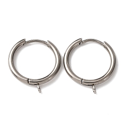 Нержавеющая Сталь Цвет 201 Выводы из нержавеющей стали серьги обруча, с 316 нержавеющей стали, с петлями, цвет нержавеющей стали, 22.5x20.5x3 мм, отверстие : 1.8 мм, штифты : 1 мм