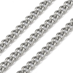 Нержавеющая Сталь Цвет 304 из нержавеющей стали обуздать цепи, несварные, с катушкой, цвет нержавеющей стали, 5.5x4x1~1.2 мм