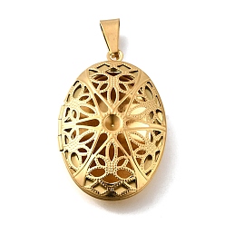 Real 20K Gold Plated 316 подвески из нержавеющей стали Locket, с 201 защелкивающимися дужками из нержавеющей стали, подвесками-рамками для фотографий из нержавеющей стали, ионное покрытие (ip), полый овал, реальный 20 k позолоченный, 38.5x26x9.5 мм, отверстие : 8.5~11x4~5 мм, внутренний диаметр: 27.5x18.5 мм