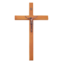 Шоколадный Декоративные элементы из дерева и сплавов, церковные украшения, корс с Иисусом, цвет шоколада, 251x141x21.5 мм