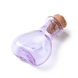 Lilac Miniature Glass Bottles, with Cork Stoppers, Empty Wishing Bottles, for Dollhouse Accessories, Jewelry Making, Lilac, 11x21x30mm