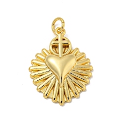 Настоящее золото 18K Латунные микро проложить кубического циркония подвески, без кадмия и без свинца, с целью перехода в кольце, сердце прелести, реальный 18 k позолоченный, 23.5x18.5x4 мм, отверстие : 3.2 мм