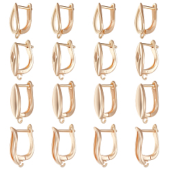 Настоящее золото 18K 16шт. 4 стили латунные серьги-кольца с застежкой-защелкой, с горизонтальными петлями, реальный 18 k позолоченный, 15.5~18x4~5.5x10.5~13 мм, отверстие : 1.2 мм, штифты : 1x0.7 мм, 4 шт / стиль