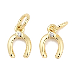 Настоящее золото 18K Стойки обшивки латунные подвески, U-образные подвески, подковы, с кубического циркония, долговечный, без свинца и без кадмия, с целью перехода в кольце, реальный 18 k позолоченный, 9x6.5x1.5 мм, отверстие : 3.4 мм