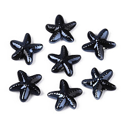 Полуночно-синий Фарфоровые бусины ручной работы, морская звезда, яркие глазированный фарфор, темно-синий, 17~17.5x17~17.5x5~5.5 мм, отверстие : 1.6~2 мм