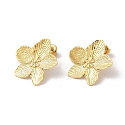 Real 14K Gold Plated Ion Plating(IP) 304 Stainless Steel Stud Earrings, Flower, Real 14K Gold Plated, 25x25mm