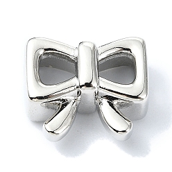 Platinum Rack Plating Brass Beads, Long-Lasting Plated, Lead Free & Cadmium Free, Bowknot, Platinum, 11.5x13.5x6.8mm, Hole: 1.8mm