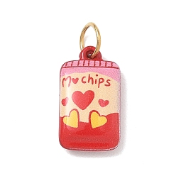 Food Valentine's Day 304 Stainless Steel Enamel Pendants, Heart Charms, Golden, Chip Charms, 18x10x4mm, Hole: 4.5mm