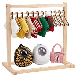 Papaye 1sac en bois portant à vêtements de poupée, pour les accessoires de meubles de maison de poupée, avec des cintres miniatures en bois pour vêtements de poupée, papayawhip, produit fini: 2 mm