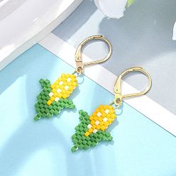 Золотой 304 женские серьги с рычагом из нержавеющей стали, с подвесками из кукурузного стекла, золотые, 38x15 мм