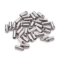 Нержавеющая Сталь Цвет Устойчивы к потускнению 201 наконечники шнура из нержавеющей стали, Торцевые крышки, колонка, цвет нержавеющей стали, 7.5x2.8 мм, отверстие : 1.6 мм, внутренний диаметр: 2 мм