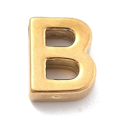 Letter B Ионное покрытие (ip) 304 брелоки из нержавеющей стали, буквенное очарование, реальный 18 k позолоченный, В письме, 9.5x7.5x3 мм, отверстие : 1.6 мм